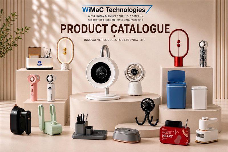 WiMaC product catalogue cover showing lamps, fans, desk organisers and other products